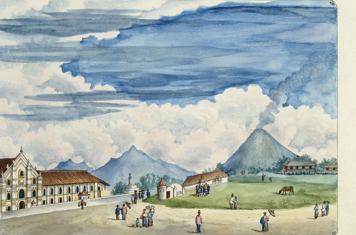 View of the Albay volcano, watercolour, 1847
