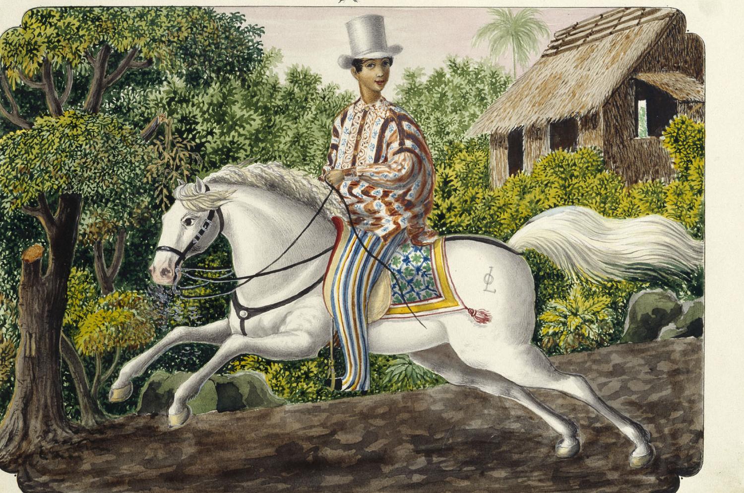 A man on a white horse
