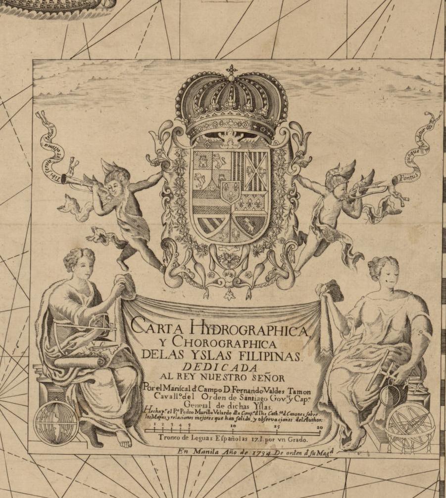 Cartouche of the 1734 map with the royal arms